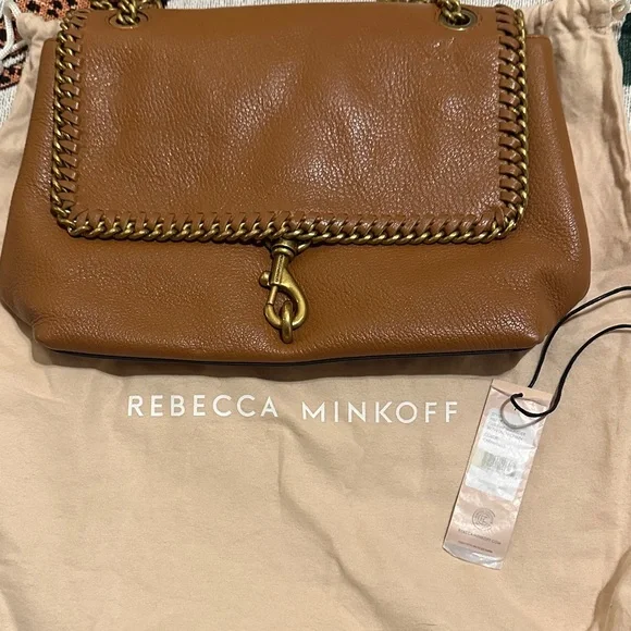 Rebecca Minkoff  Edie flap with woven shoulder chain adjustable cross body bag - Picture 9 of 10